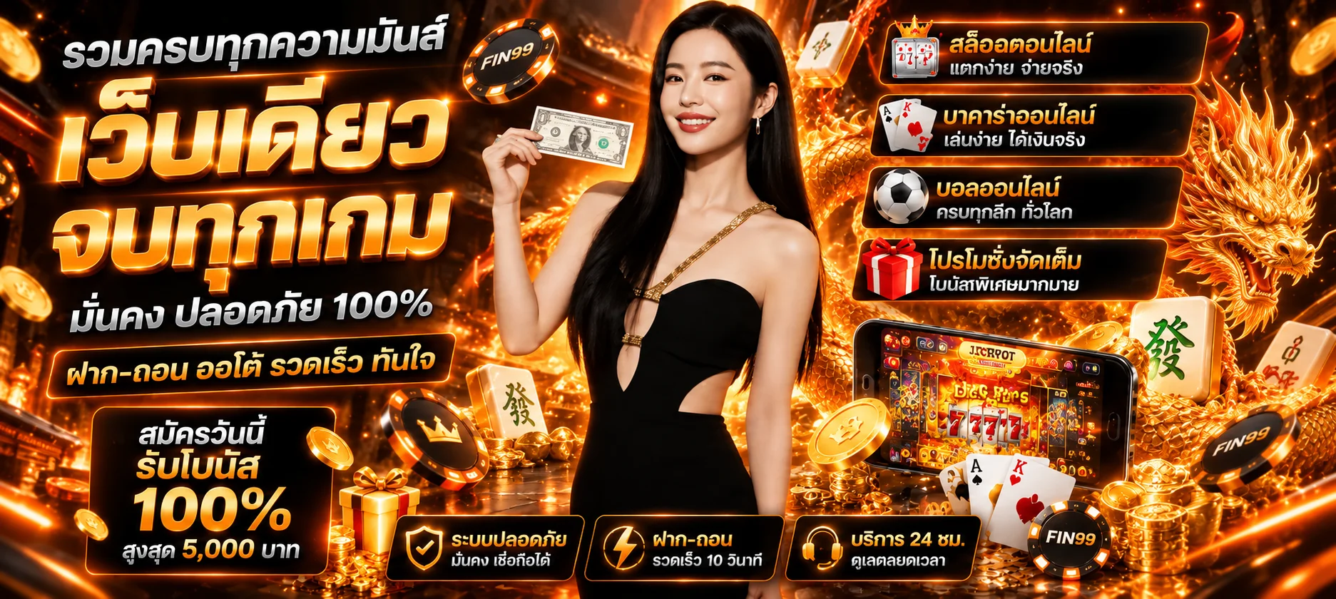 ภาพรวมหมวดเกม FIN99 คาสิโน กีฬา และสล็อต